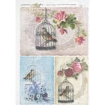 Itd. Collection Ριζόχαρτο Decoupage A4 (21×29,7cm) Flowers And Bird Cage R0211