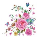 Χαρτοπετσέτες  33×33εκ “Τριαντάφυλλα με πεταλούδες” (SD_OG_025701)