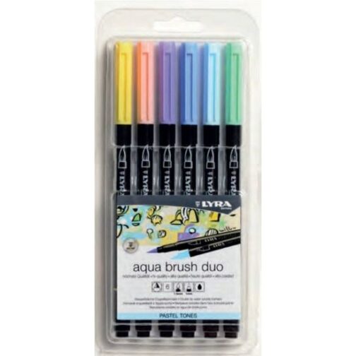 Μαρκαδόρος Πινέλο Σετ Pastel Tones 6τεμ.Lyra Aqua Brush Duo